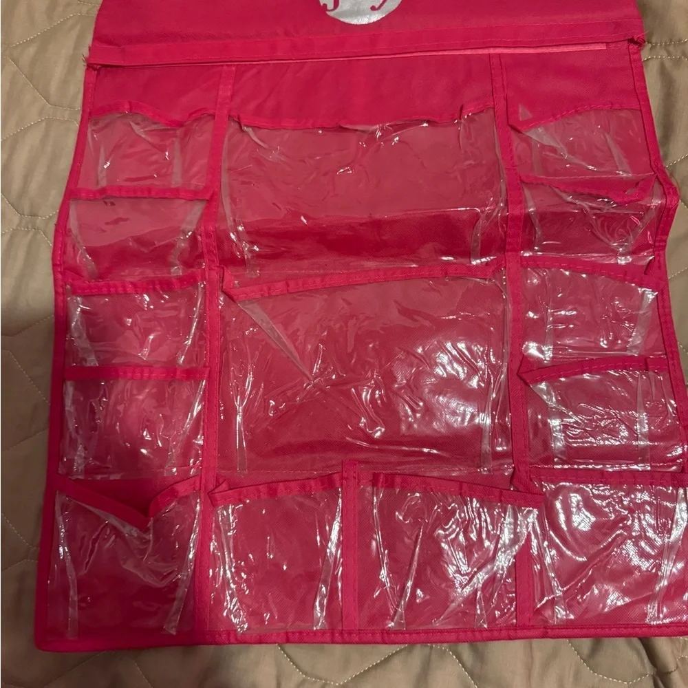 JOY Mangano Huggable Hangers 30 Pocket Organizer Jewelry Small Items Ruby Red